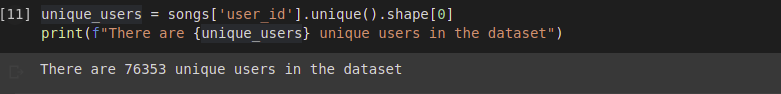 dataset with users