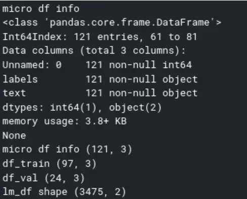 Micro DF info within the data frame