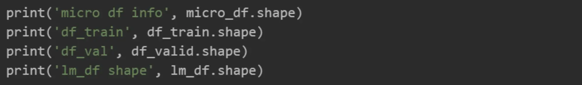 Displaying the parameters for the configuration in deep learning text model