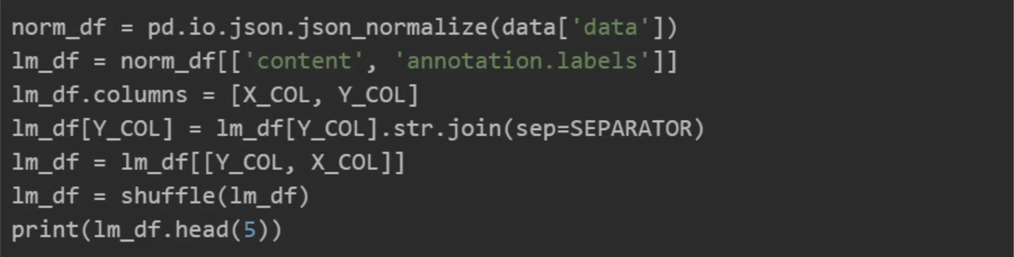 normalizing dataset as in JSON